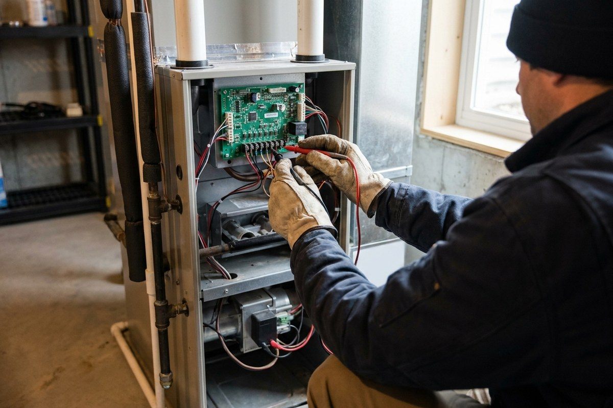 Furnace Repair technician at work