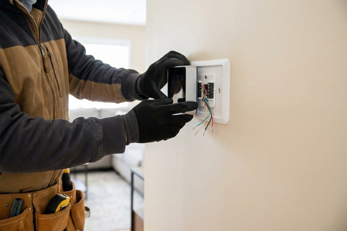 Thermostat Installation technician at work